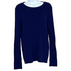 Talbots Cable Knit Sweater sz L Wool Blend Pullover Long Sleeve Preppy Academia
